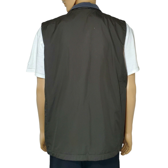 Izod Vest Mens XL Olive Sleeveless Full Zip Fleece Lined Pockets (Small hole) - Picture 3 of 6